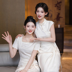 女性のための新しい中国風のブライズメイドドレス 2025 新しい夏ニッチハイエンド姉妹グループ婚約チャイナドレスは通常時に着用できます