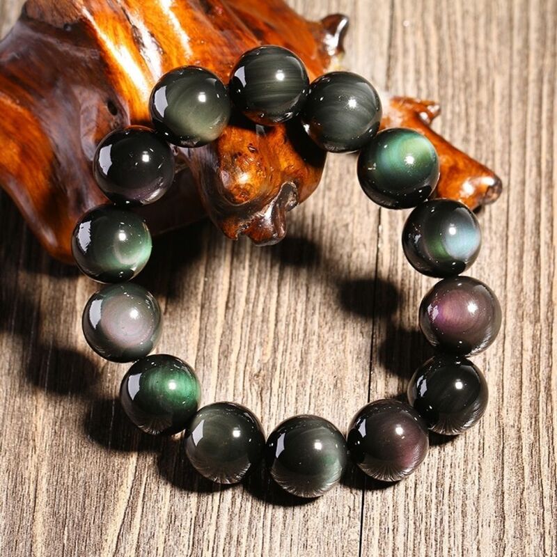 Natural selection of double-eye color obsidian bracelet color eye black stone factory outlet