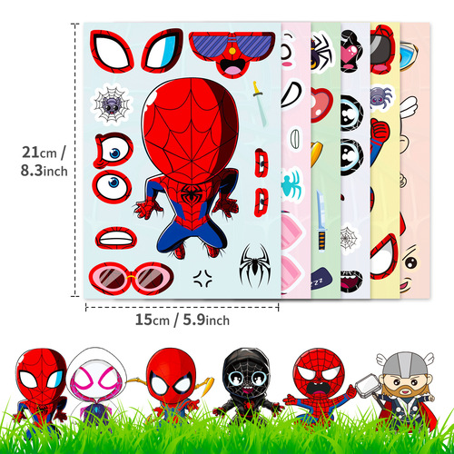 6 pieces per pack Make a face theme DIY puzzle face sticker cross-border cartoon anime character puzzle sticker