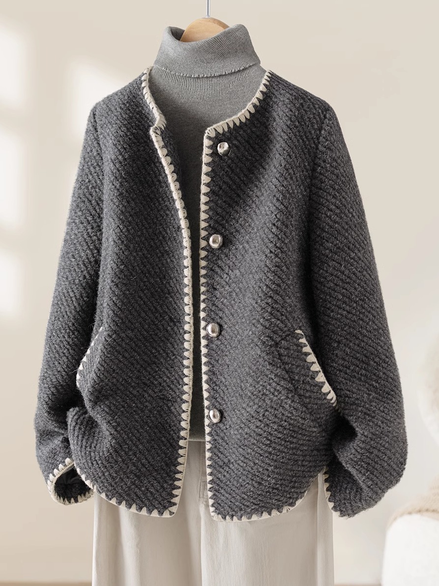 Outlet Clearance Big Brand Foreign Trade Cut Label Tail Goods Women's Wool Tweed Coat High-End Jacket