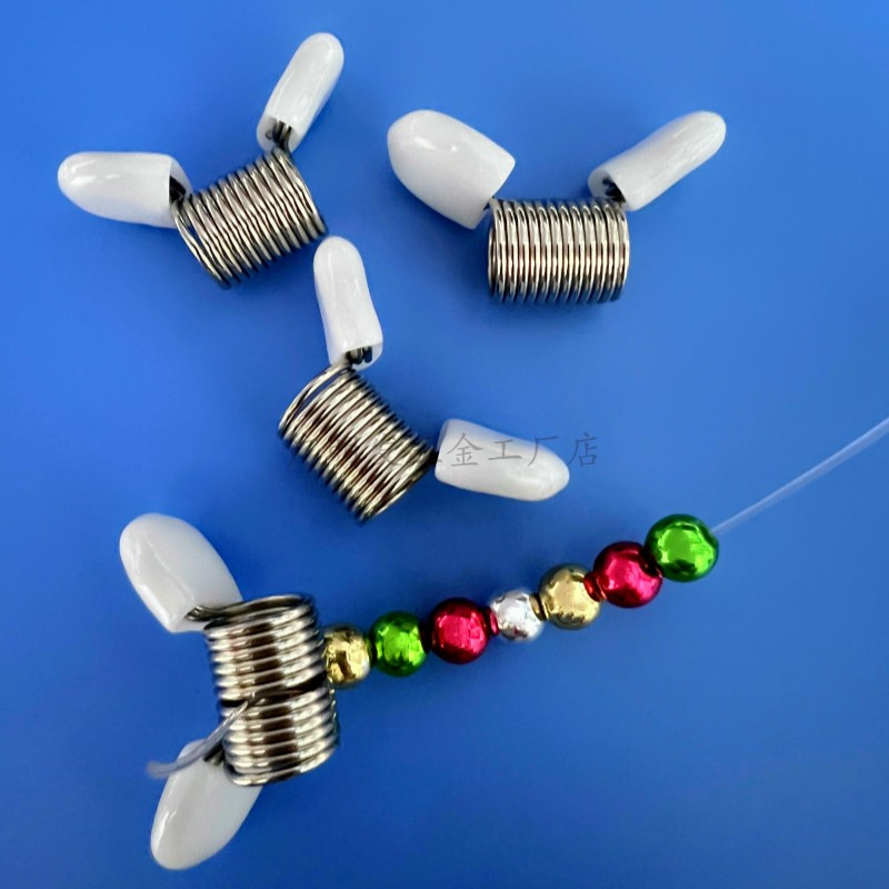 跨境压簧拉簧穿线止珠弹簧珠宝手串珠线端防止穿珠掉落珠塞夹子