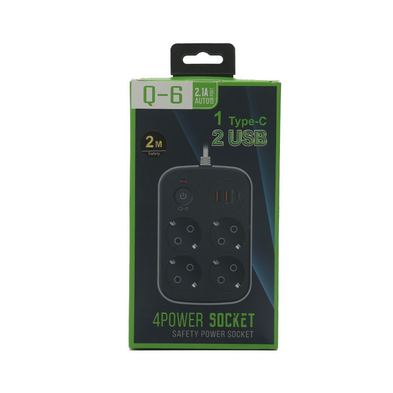 Enchufe multifuncional de estilo europeo, caja de color neutro blanco y negro, enchufe de comercio exterior ruso