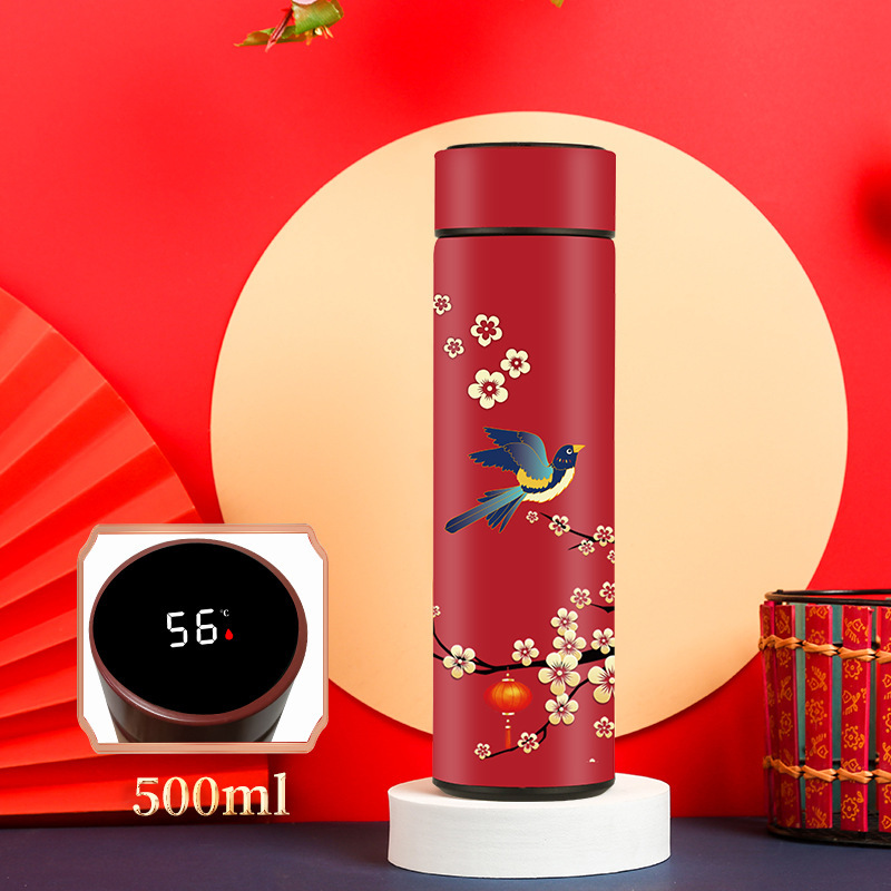 Estilo chino retro taza de vacío ins estilo nacional moda masculina y femenina estudiantes de acero inoxidable taza artística impresión creativa taza de agua