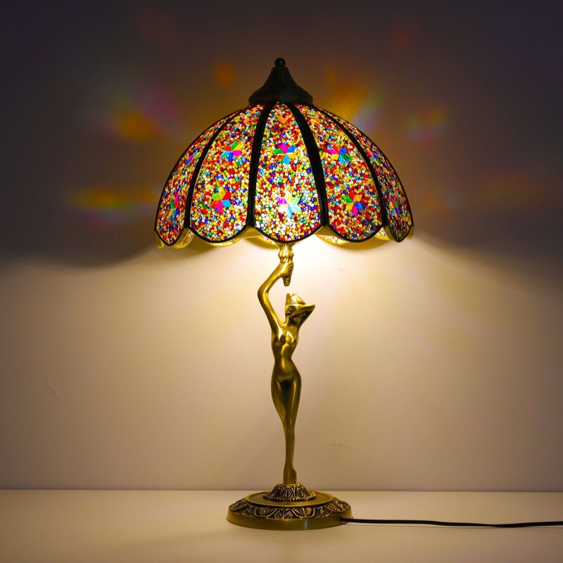 Bohemian-style, handcrafted copper table lamp for guest rooms, bedrooms, dining rooms, and bed and breakfasts; a pure copper fairy table lamp for bedroom decoration