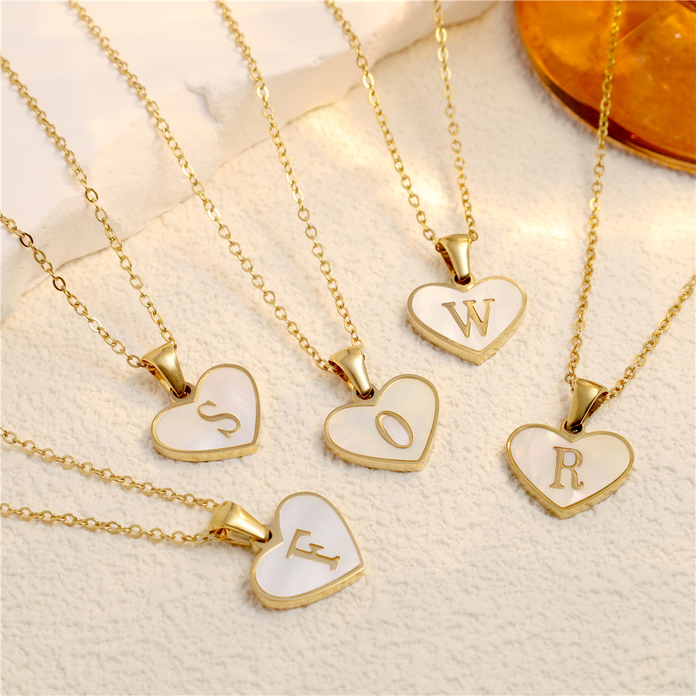 8g Weight 304 Stainless Steel Pendant Material Pendant Necklace Classification 304 Stainless Steel Chain Material cable chain Chain Type 1 Piece Quantity Daily Occasion 304 Stainless Steel Material Letter, Heart Shape Pattern All Seasons Season Women's Gender Polishing Design IG Style Style Wholesale Jewelry IG Style Letter Heart Shape 304 Stainless Steel Polishing Pendant Necklace Cable Chain 无