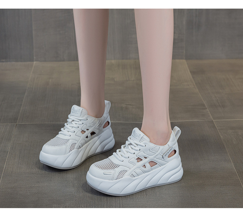 Giày sneaker nữ đế dày tăng chiều cao, phong cách thể thao thời trang, thiết kế đục lỗ thoáng khí mùa hè — M2896 màu trắng, M2896 màu xanh lam chi tiết 11