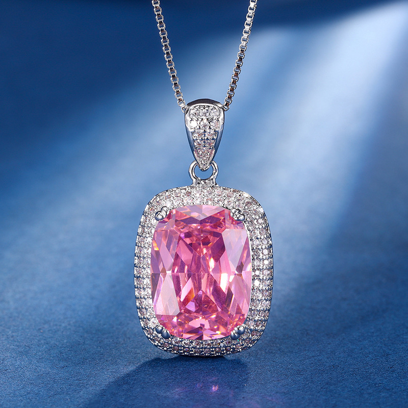 2024 nueva joyería Zhuang Shengsheng, fondo de cobre chapado en oro, tesoro de color de simulación, traje simple, rectangular gordo femenino 12*16