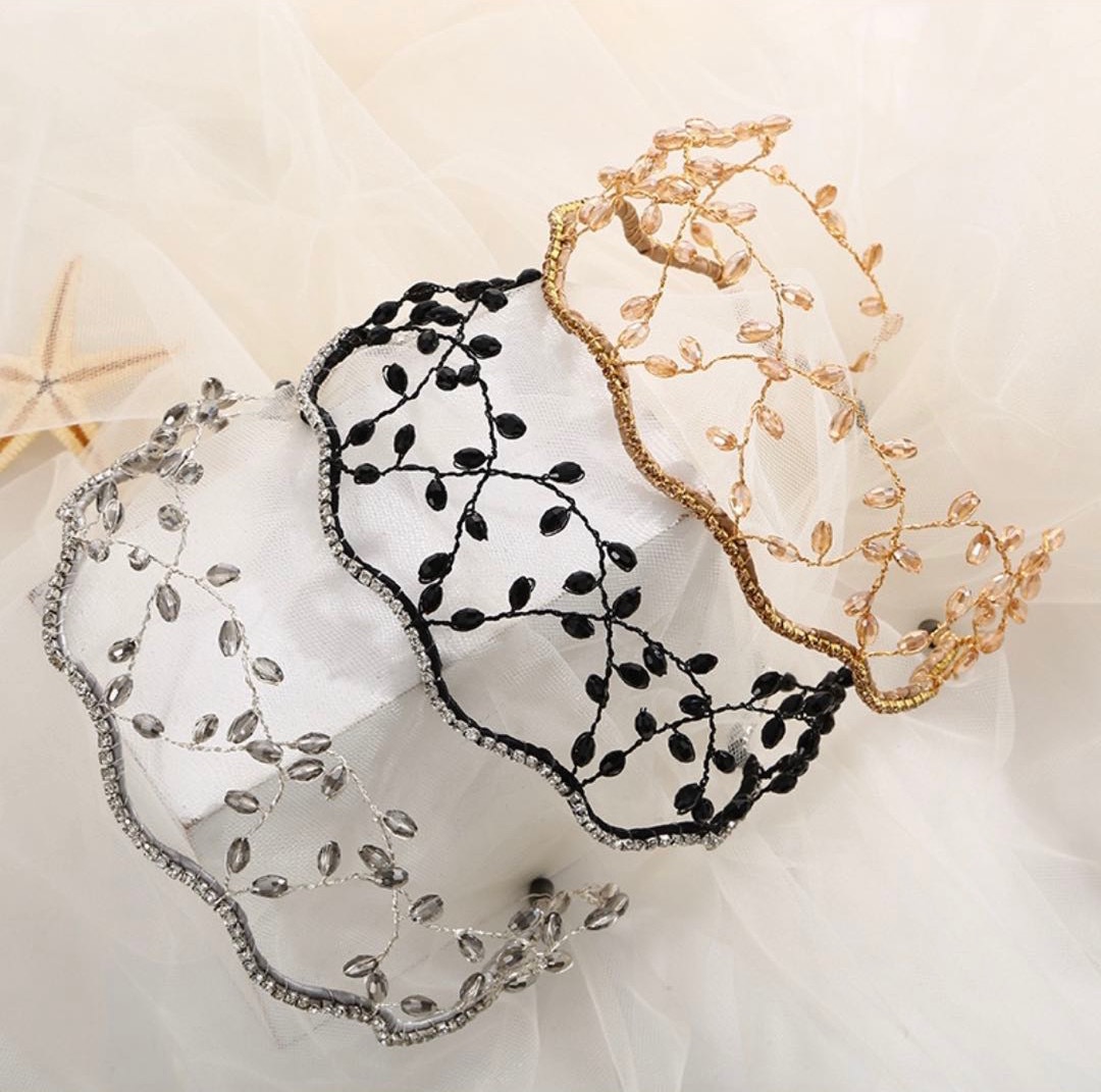 Fashion Leaf Iron Inlay Crystal Rhinestones Hair Band