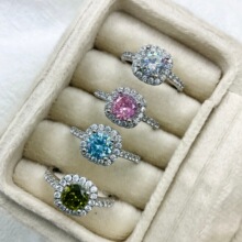 欧美时尚小方糖戒指女镶嵌锆石活口指环轻奢高级感多巴胺方包戒托