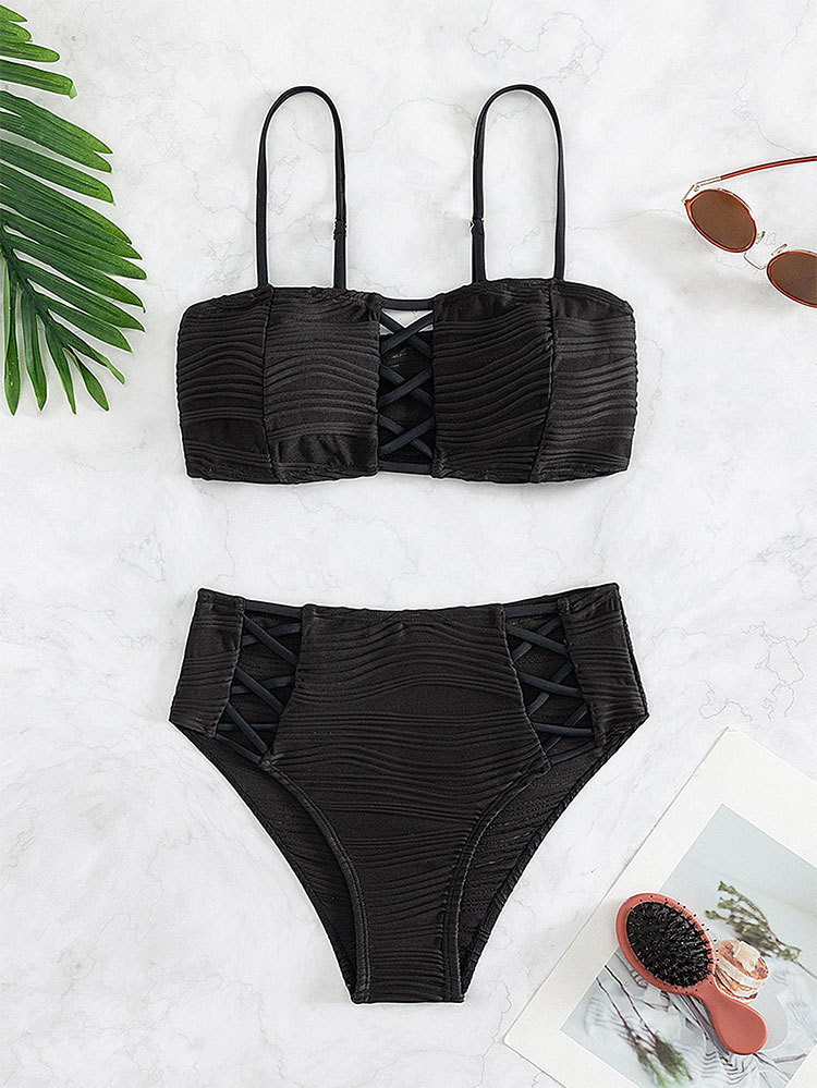 Äußerer einzelner Bikini, neuer trägerloser Schnür-Sexy-Strand-Hot-Spring-Split-Badeanzug für Frauen_voghion.com