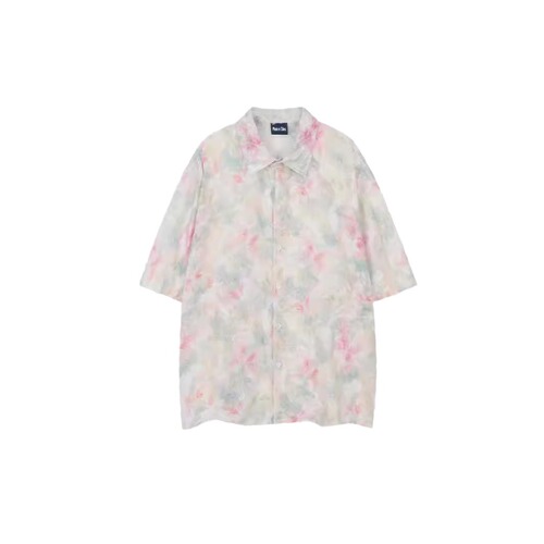 Summer Thin Chinese Style Fringe Floral Butterfly Short-Sleeve Shirt for Men, Unique Design Sun Protection Top Loose Collared Shirt