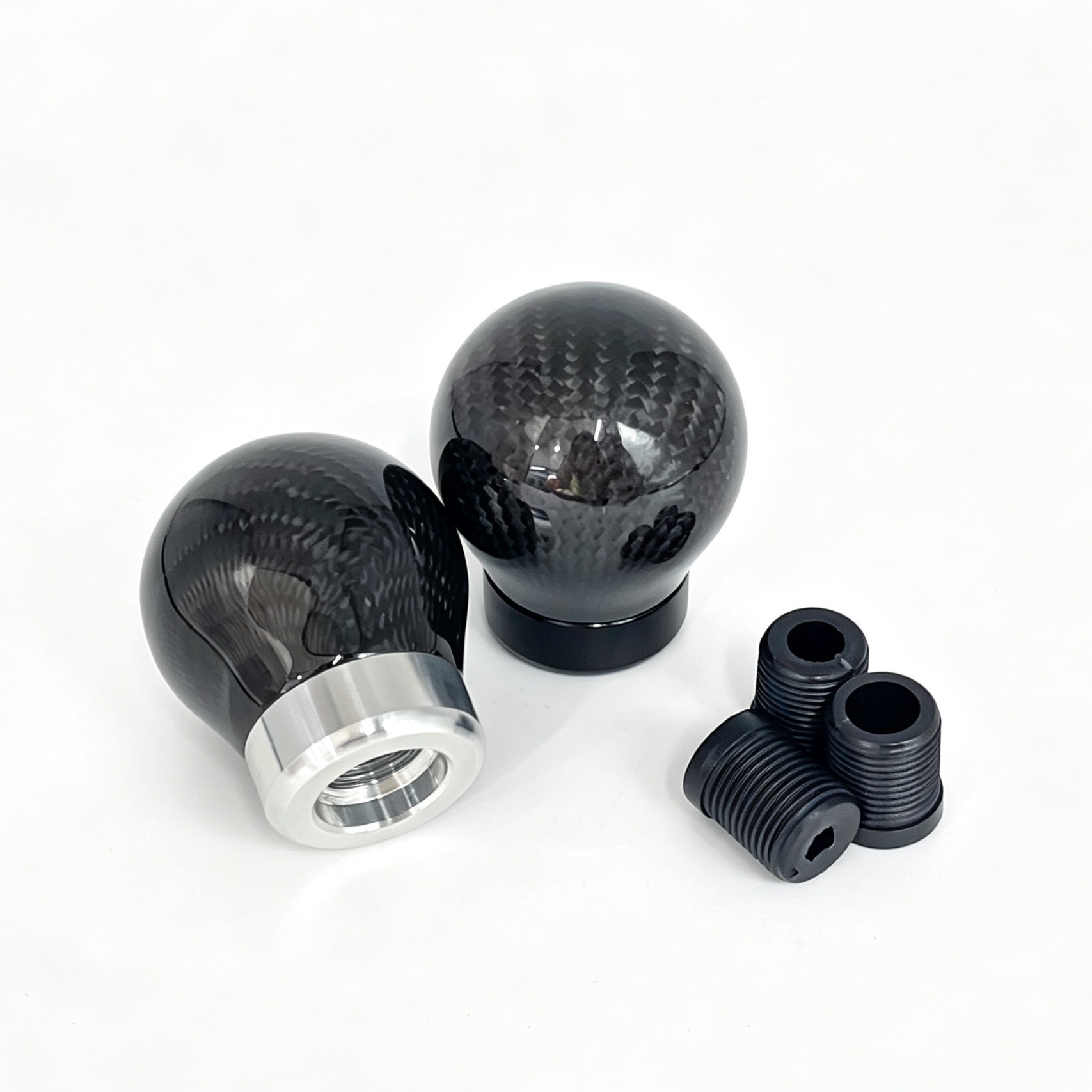 Cross-Border Car Modification Parts Carbon Pattern Gear Shift Knob Round Real Carbon Fiber Shift Lever Head