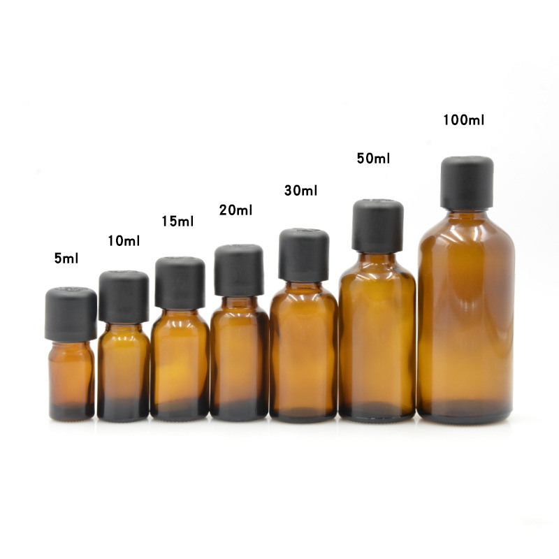 Botellas de vidrio ámbar para aceites esenciales | A prueba de luz, con gotero o bola rodante, lista para usar