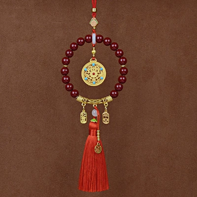 Rearview Mirror Peace and Prosperity – Car hanging - five-blessings-red-tassel