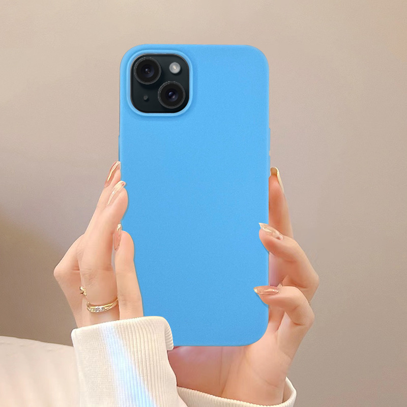 Apple 13 Mobile Phone Case Summer 11 Solid Color 12 iPhone14promax Large Hole Lens Thickened Drop-resistant Protective Cover