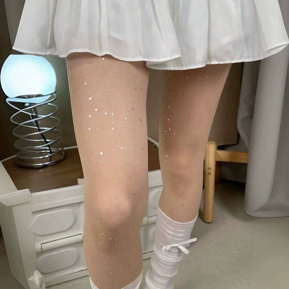 Носки до колена и прозрачные колготки, бантик, сексуальные knee‑high чулки весны — один размер