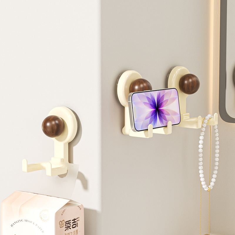 Suction Cup Paper Towel Double Hook Hanging Type No-Drill Kitchen Bathroom Towel Tissue Holder Strong Adhesive Hook Rack