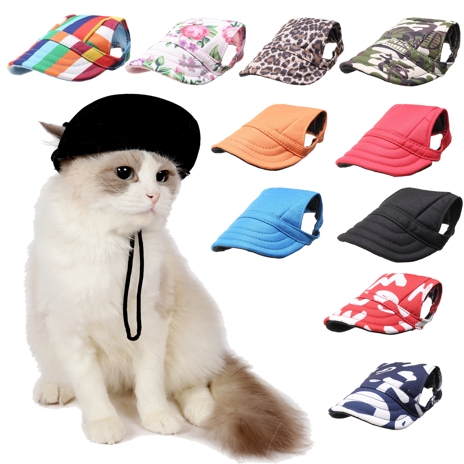 Simple Style Canvas Oxford Cloth Stripe Pet Hat display picture 1