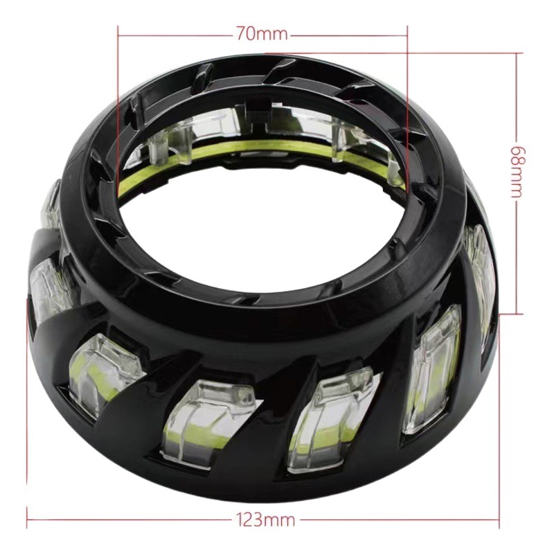 Car lens with 3-inch spiral integrated cover LED monochrome two-color magic color aperture decorative cover Hood