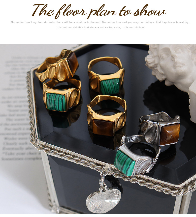 Fashion Geometric Titanium Steel Rings Plating Zircon Stainless Steel Rings