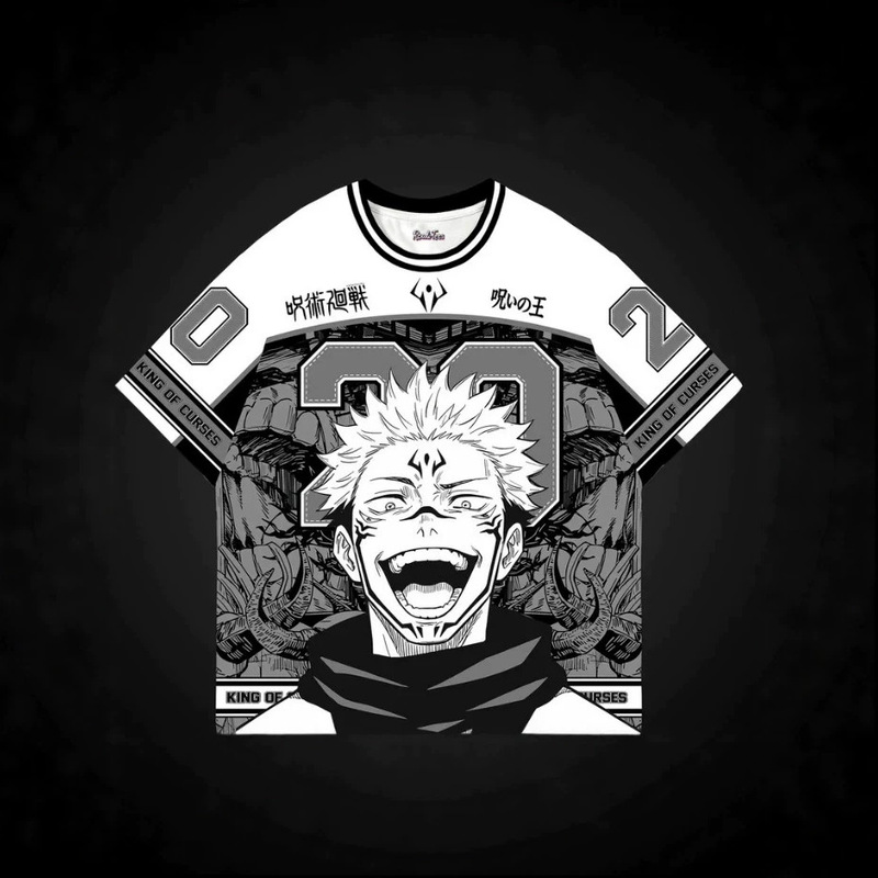 Jujutsu Kaisen Ryomen Sukuna Anime Short-Sleeve T-Shirt, Full-Print Mesh American Retro Jersey Jujutsu Kaisen Ryomen Sukuna Anime Short-Sleeve T-Shirt, Full-Print Mesh American Retro Jersey