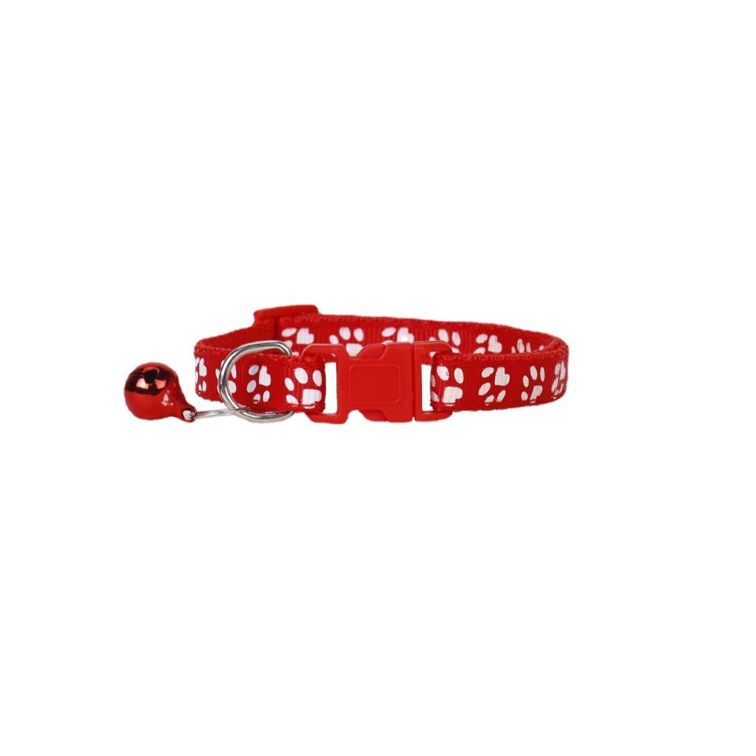 Collar de pegado de mascotas perros gatos una sola huella de pata impresa campana gatos brota gatito de nylon