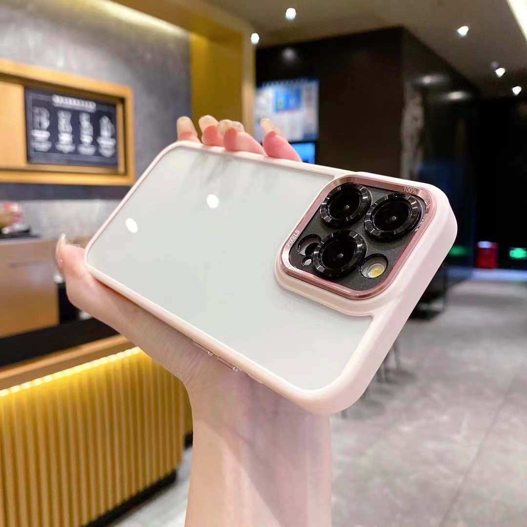 Lente de metal simple y de alta calidad para iPhone13 funda para teléfono móvil 15ProMax Apple 14 hombres y mujeres 12 nuevos