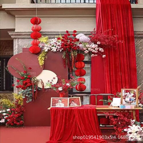 Velvet fabric, velvet curtain, red curtain, wedding celebration stage, conference background cloth, tablecloth, roadside wedding, wedding celebration decoration