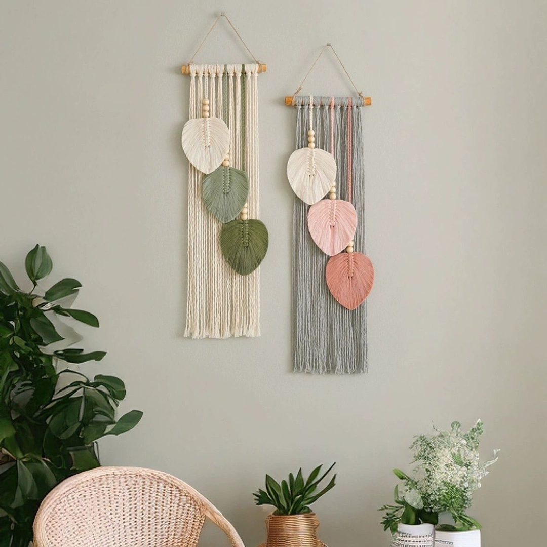 Креативные ручные тканые хлопчатобумажные веревки листья гобелены богемный домашний настенный декор ins настенная комната внешняя торговля