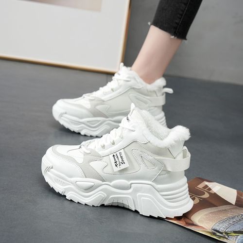 Plus velvet high-top dad shoes for women 2023 winter new Korean style warm sports shoes students ins trendy cotton shoes non-slip