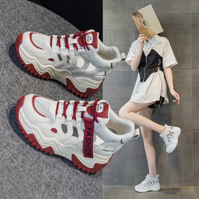 2023-99内增高7CM真皮老爹鞋女 2026春季新款百搭韩版厚底松糕休