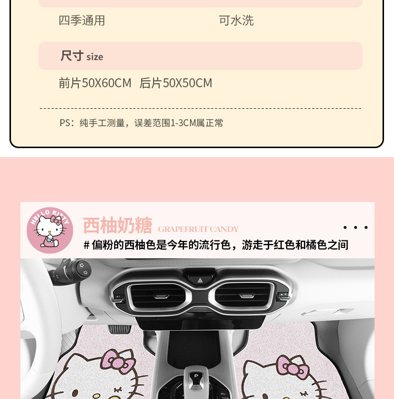 Hellokitty Car Wire Loop Floor Mat for Driver's Seat, Universal, Easy to Clean, Car Interior Carpet Mat, Protective Mat