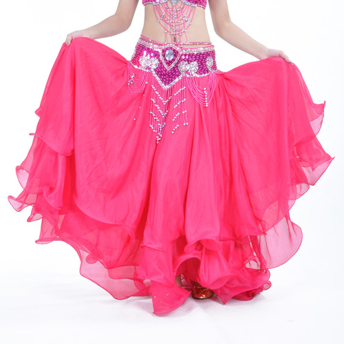 Three-layer skirt, three-layer chiffon curling skirt, belly dance high-end skirt, belly dance 12-meter large swing skirt
