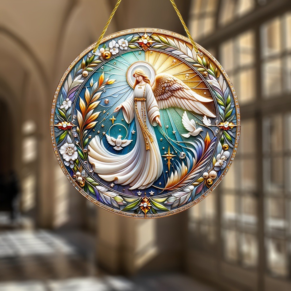 Decoración creativa transfronteriza acrílica disco plano colgar princesa de cuento de hadas belleza figura de captura de sol ventana decoración porche