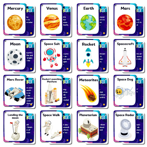 34 Space Planet Cognitive Early Education Baby Flash Cards Cross-border Amazon Enlightenment Interest Brain Teaser Educational Cards