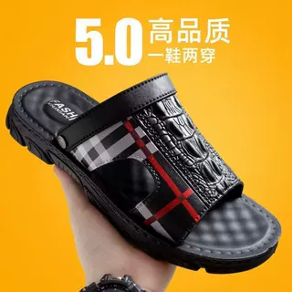 新款夏季男士厚底不打滑舒适软胶底外穿司机工作两用沙滩凉鞋批发