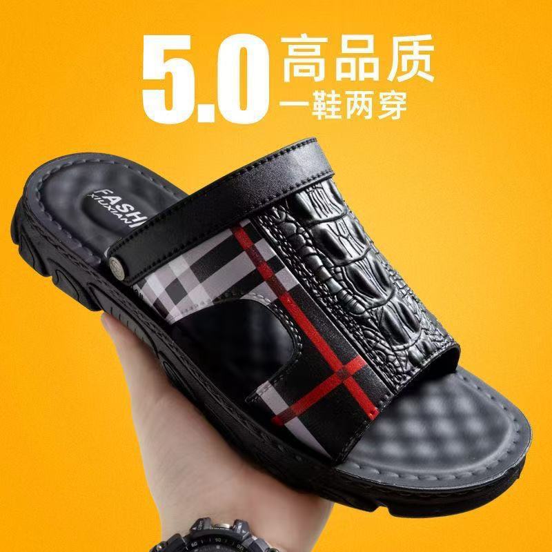 New Summer Men's Thick-Soled Non-Slip Comfortable Soft Rubber Sole Outdoor Wear Driver Work Dual-Use Beach Sandals Wholesale