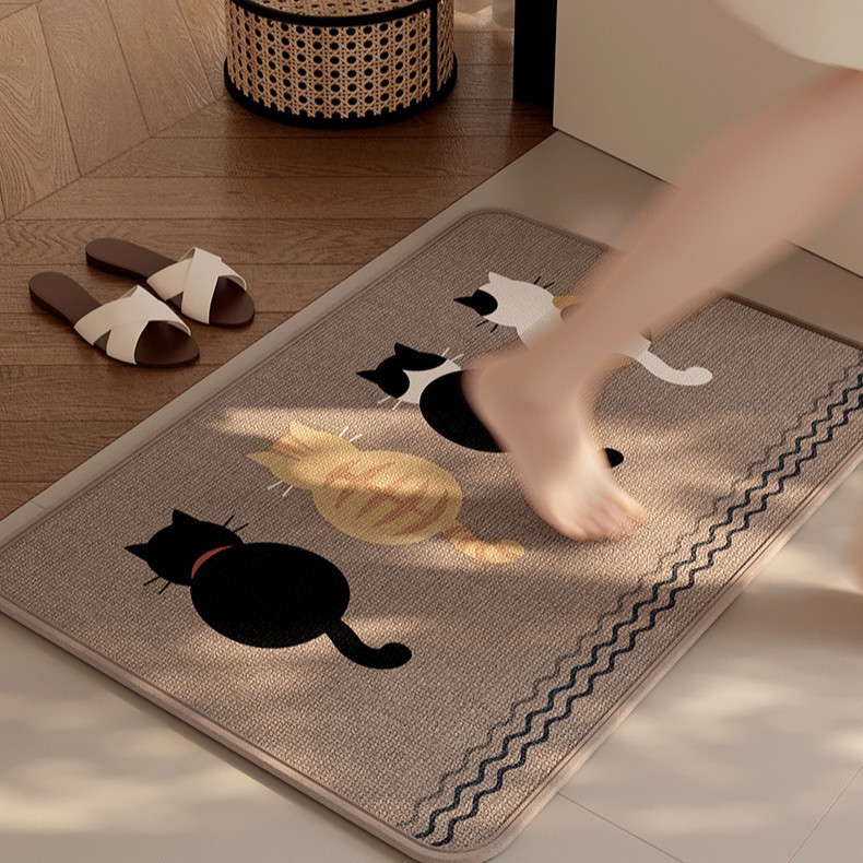 Bathroom Floor Mat, Bathroom Absorbent Linen, Non-Slip, No-Wash Waterproof Mat, Stain-Resistant Absorbent Mat, Door Mat, Bathroom Mat