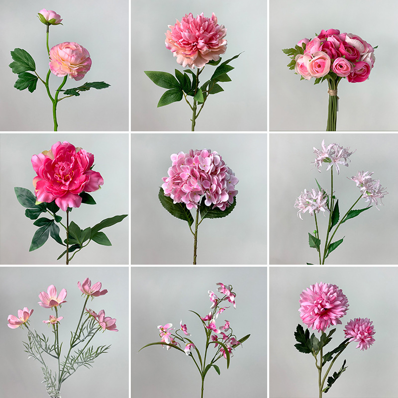 Pink Artificial Flowers for Wedding Flowers, Roses, Peonies, Hydrangeas, Photography Props, Pink Artificial Flowers Manufacturers Wholesale