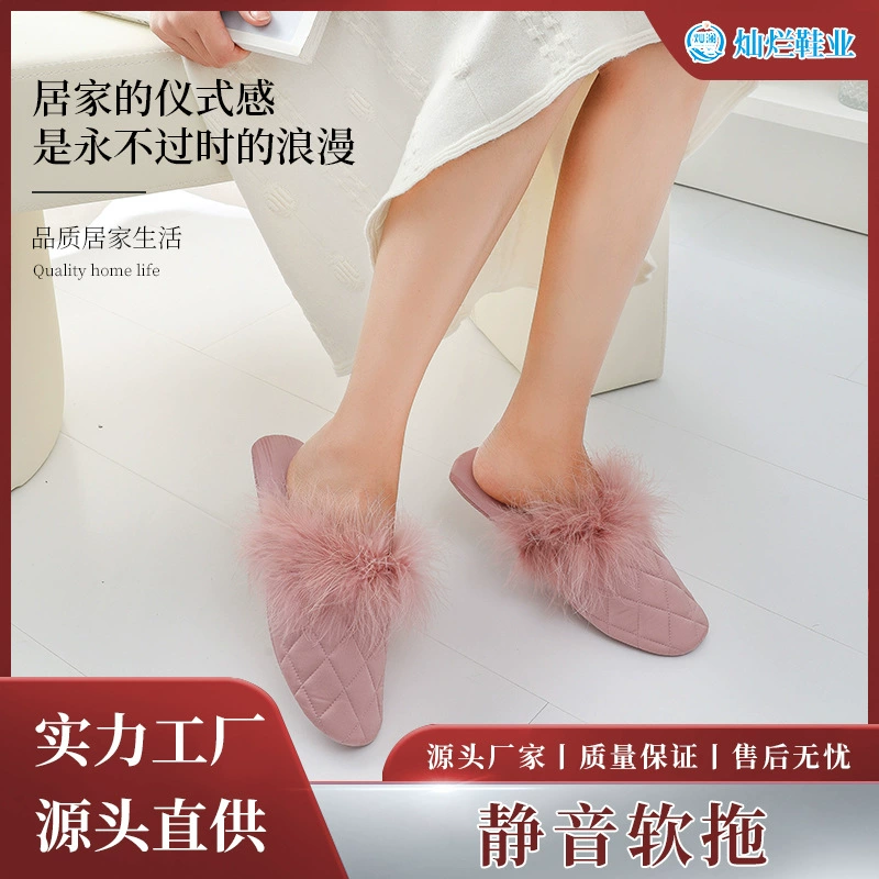Трансграничные новые шерстяные тапочки офисные женские осенние и зимние теплые домашние тихие тапочки модные тихие мягкие буксирные