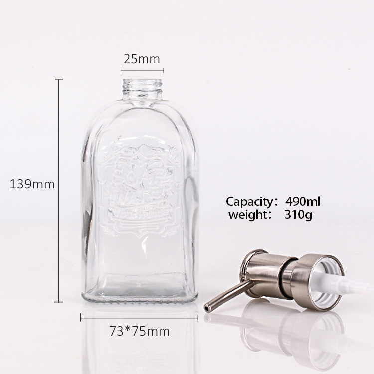 Botella de champú Amazon botella vacía jabón de jabón botella de desinfectante de manos botella de vidrio se puede personalizar