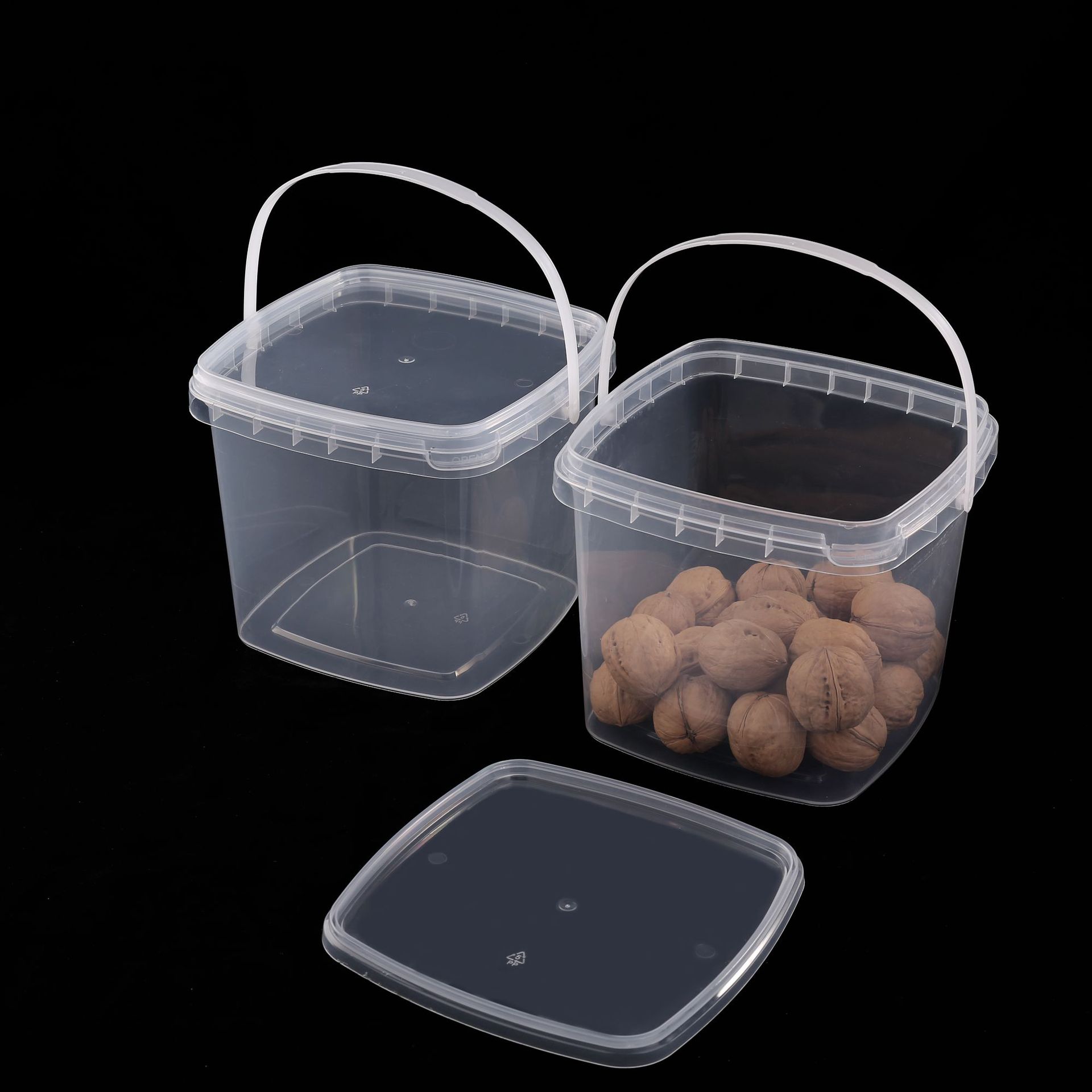 3-liter transparent plastic square bucket with handle, cover, household storage airtight bucket, white paint packaging small bucket wholesale