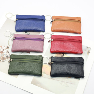 Soft Leather Coin Purse Women's Card Holder Key Bag Soft Leather Small Bag Coin Bag Zipper Mini Short Wallet Portable Creative