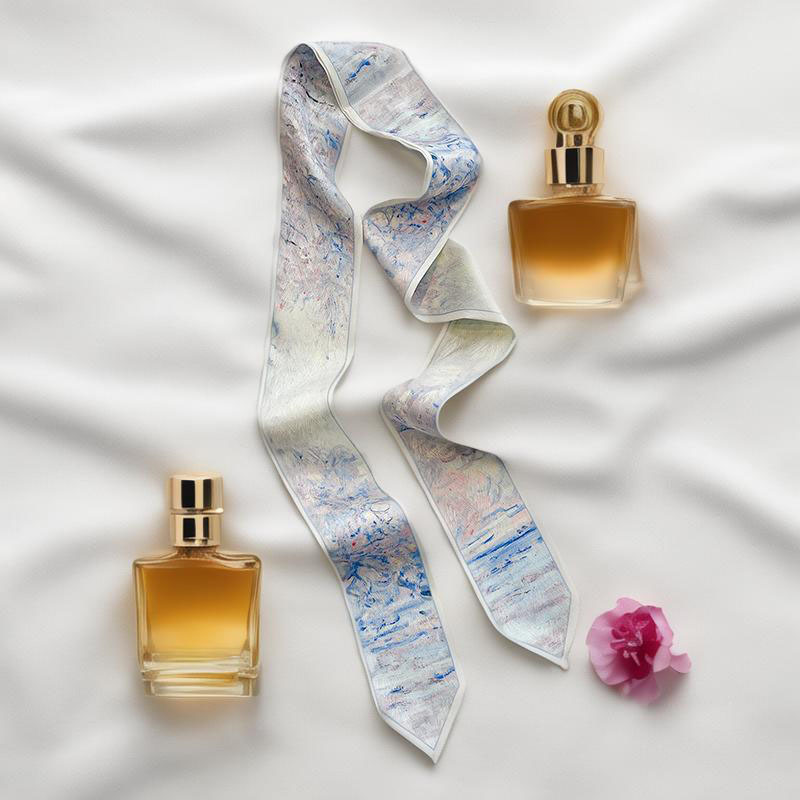 25g Weight Silk Scarf Classification Holiday, Daily, Selfie Occasion Satin Material Flower Pattern Summer Season Women's Gender Fairy Style, Sweet Style Women's Fairy Style Sweet Flower Satin Silk Scarf 10