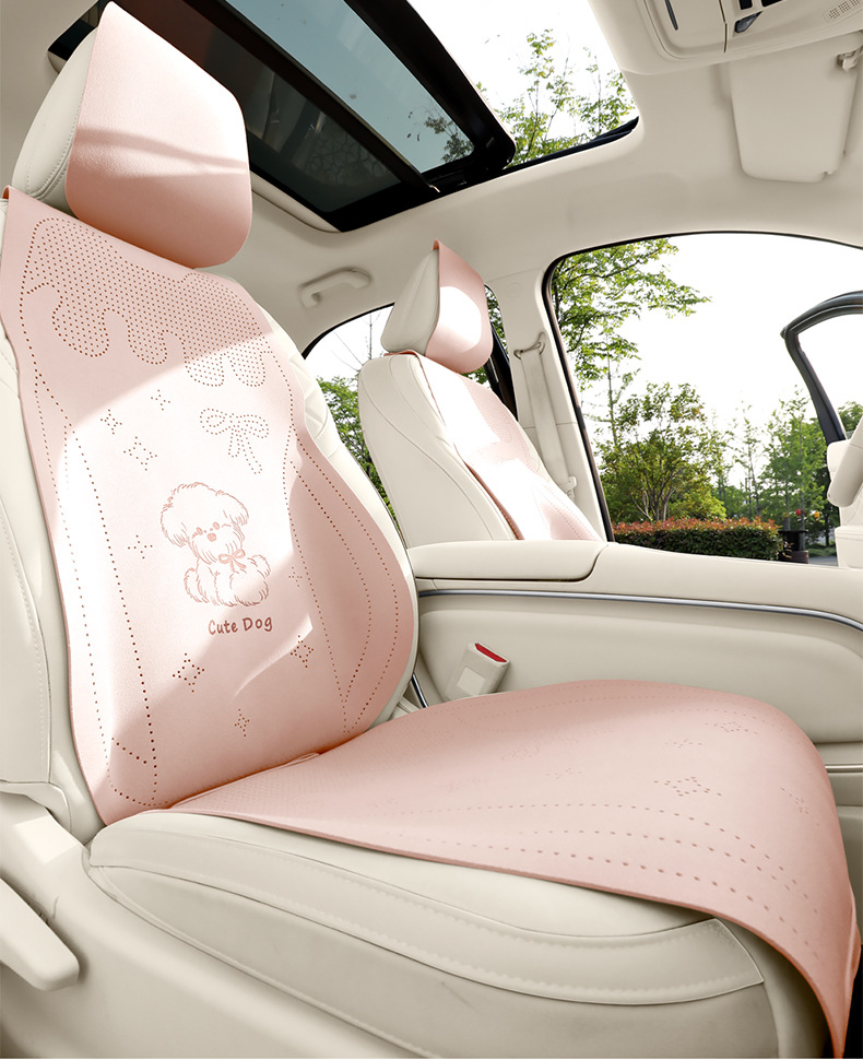 Car Seat Cushion Cartoon Suede Half-Cover Seat Cover New Style Cute Breathable Car Seat Cushion for Women