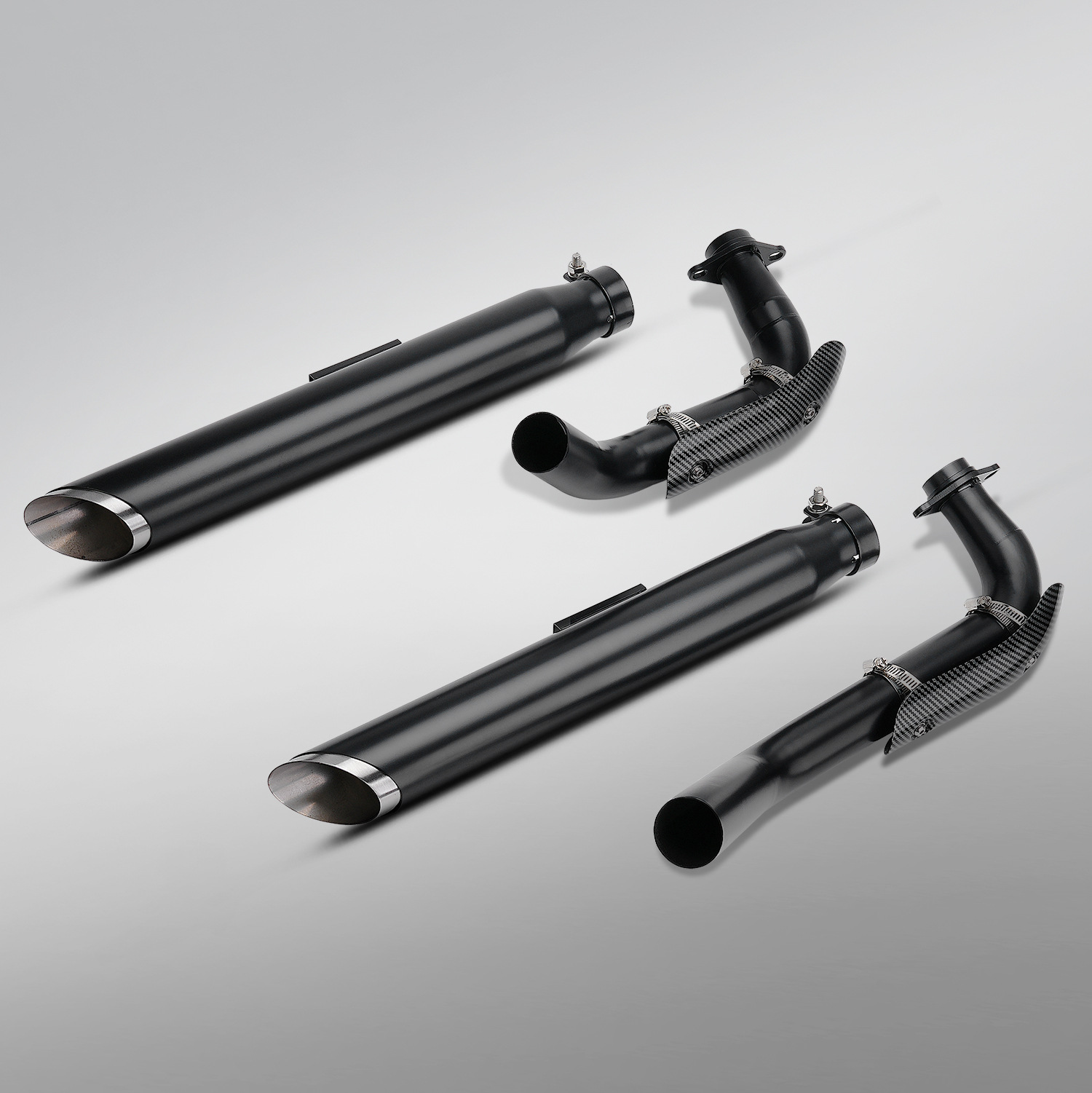 Benda Napoleon 450/Ginichera 450 motorcycle modified exhaust pipe with black anti-scald cover, dual outlet full system