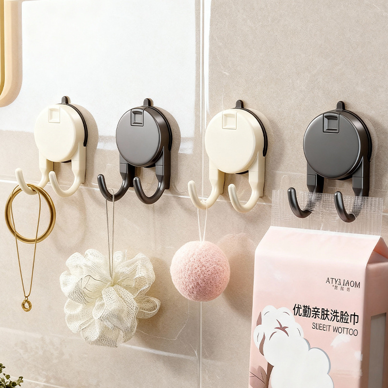Suction Cup Paper Towel Double Hook Hanging Multi-Functional Portable Paper Towel Rack Toilet Kitchen Bathroom Strong Adhesive Hook