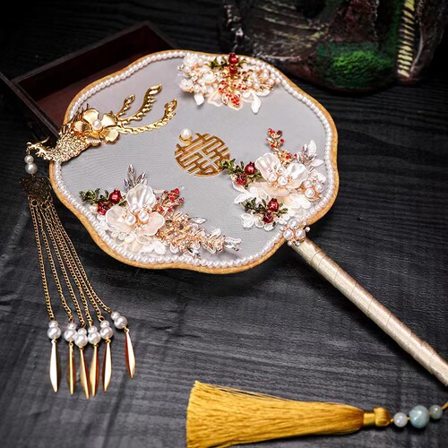 Tuanfan ancient style bride Xiuhe knot wedding Chinese Xiuhe dress fan Chinese style DIY