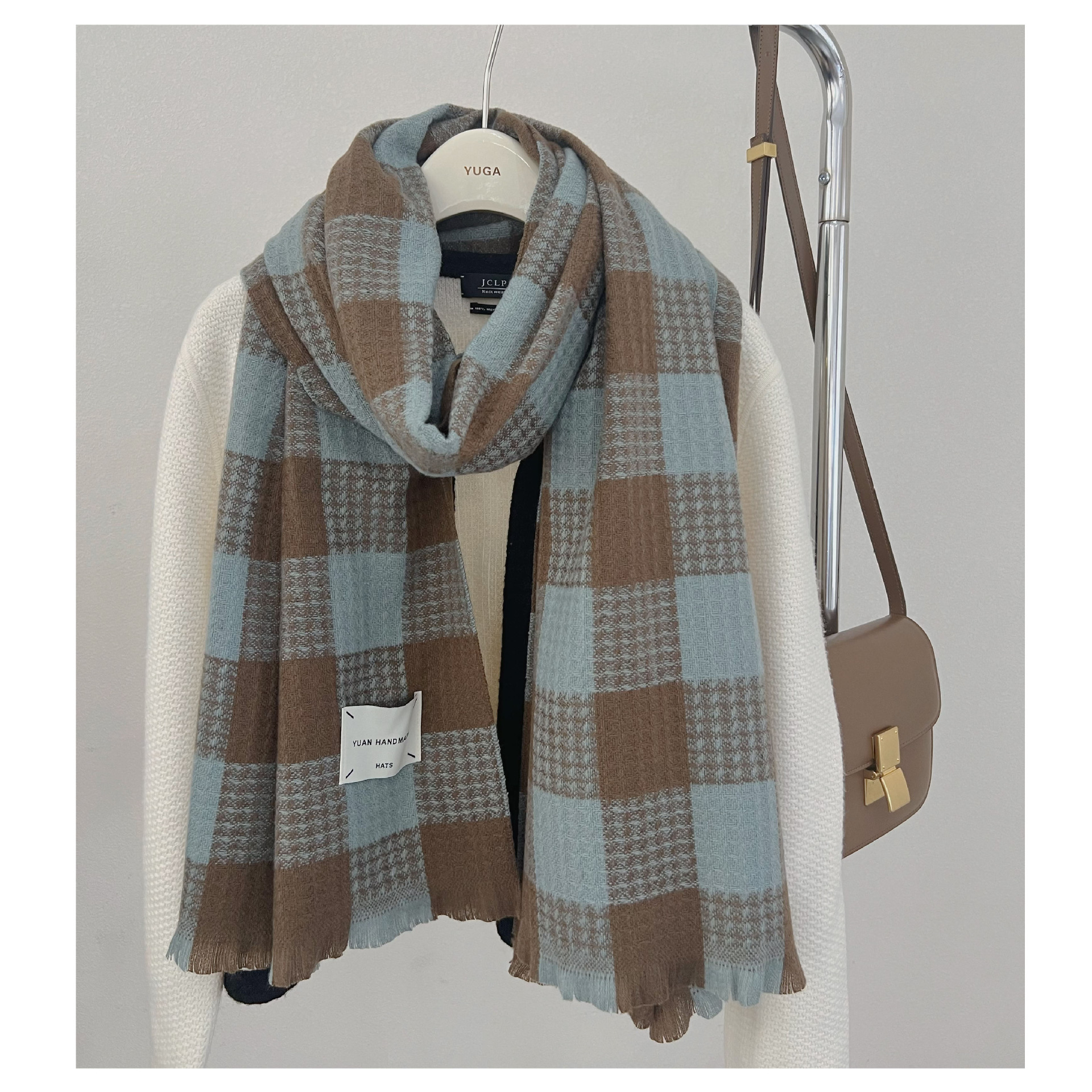 Sciarpa a quadri da donna autunno inverno stile versatile_voghion.com