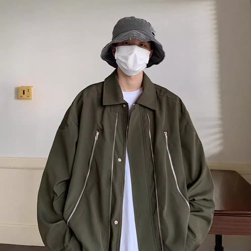 Men's Pilot Jacket Spring Autumn Retro Baseball Workwear Style_voghion.com